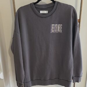 Abercrombie & Fitch Charcoal Gray Crewneck with Pastel Logo